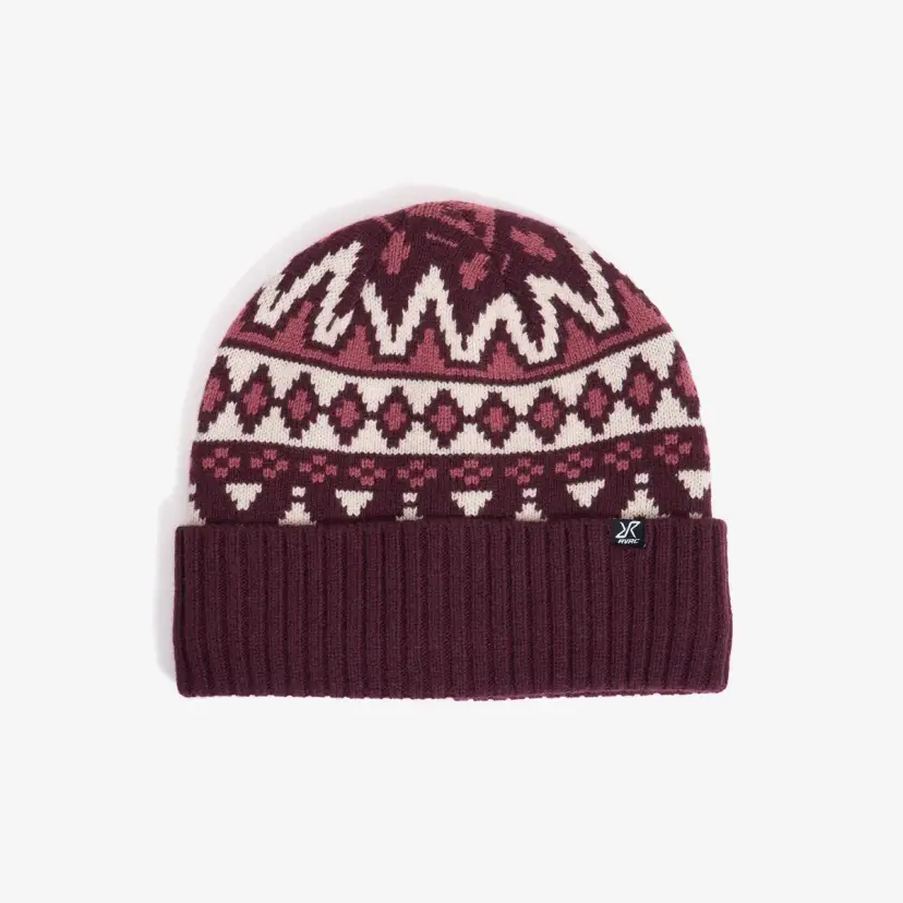 RevolutionRace Jacquard Wool Beanie Unisex Winetasting/Oatmeal