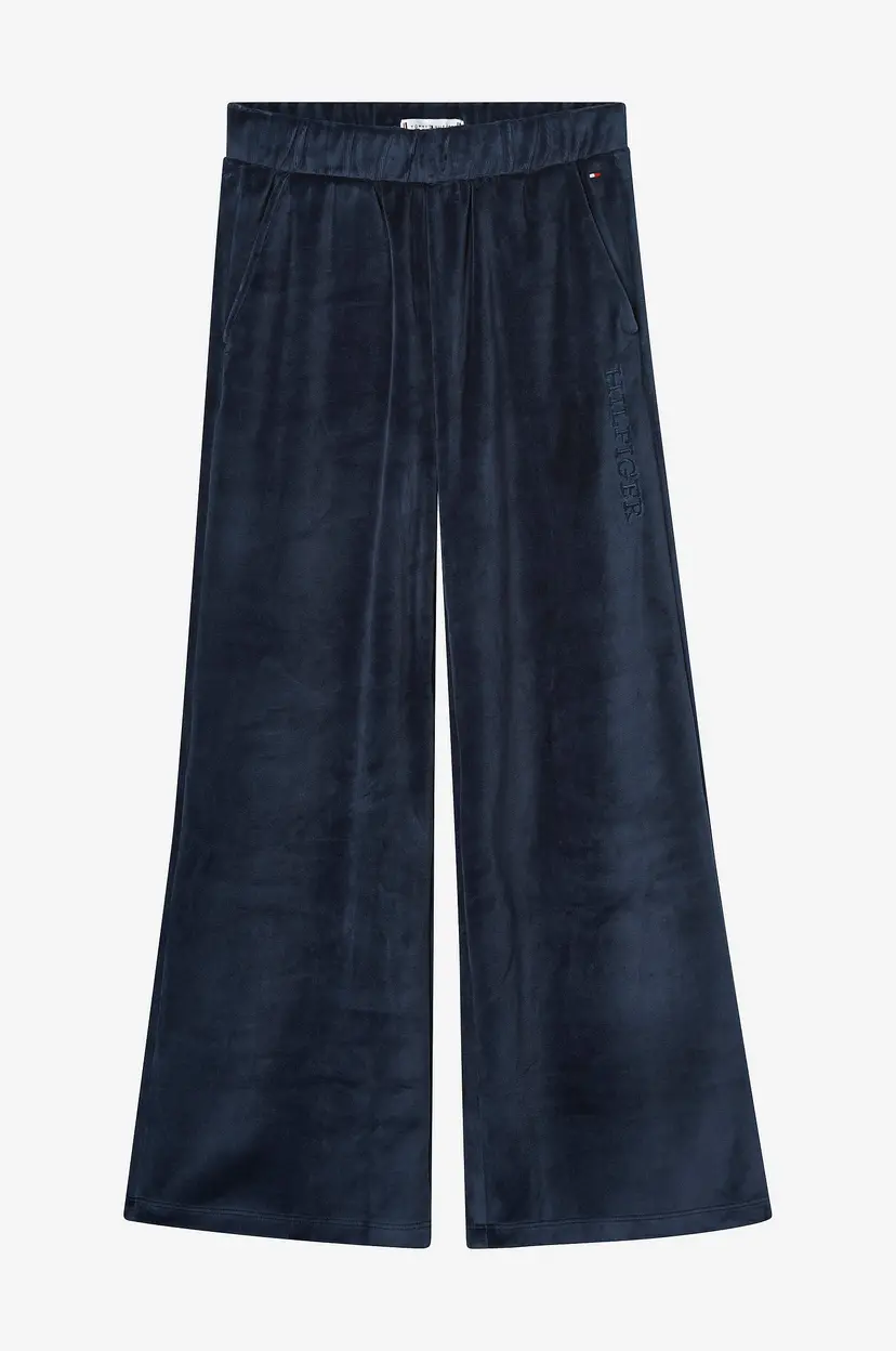Tommy Hilfiger Bukser Velour Wide Leg - Blå