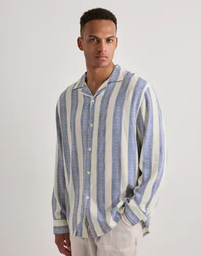 Oas OAS Havana Viscose Long Sleeve Stripete skjorter Blå