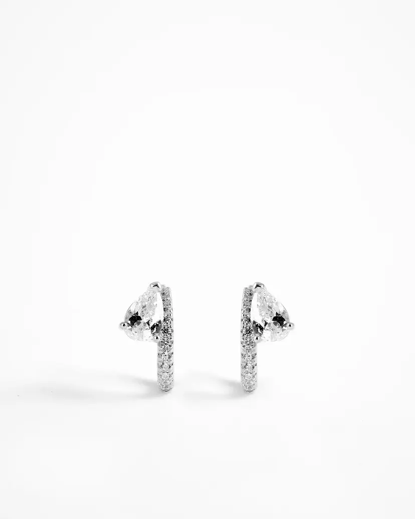 ANI Jewels Petra Lato Pave Huggies Silver