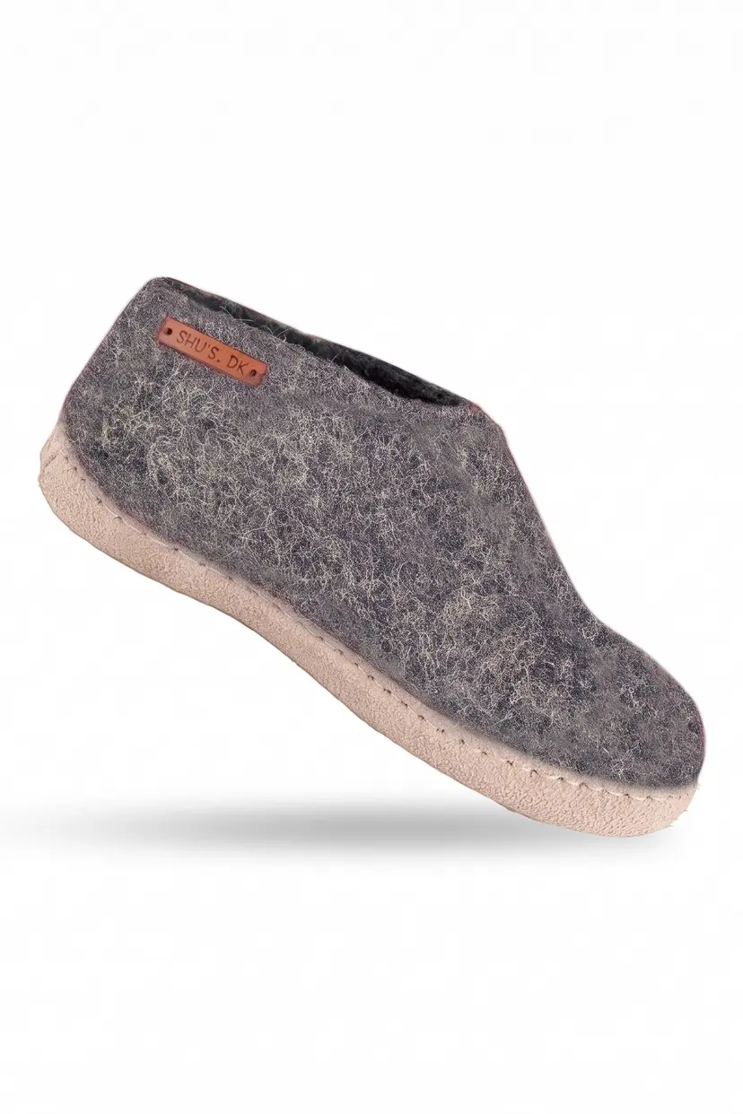SHUS Uldhjemmesko Børn (100% ren uld) - Model Denim m/sål i skind - Dansk Design fra SHUS - 25