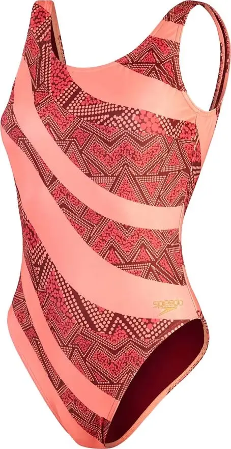 Speedo Speedo Women's Printed Deep U-Back Oxblood/Coral