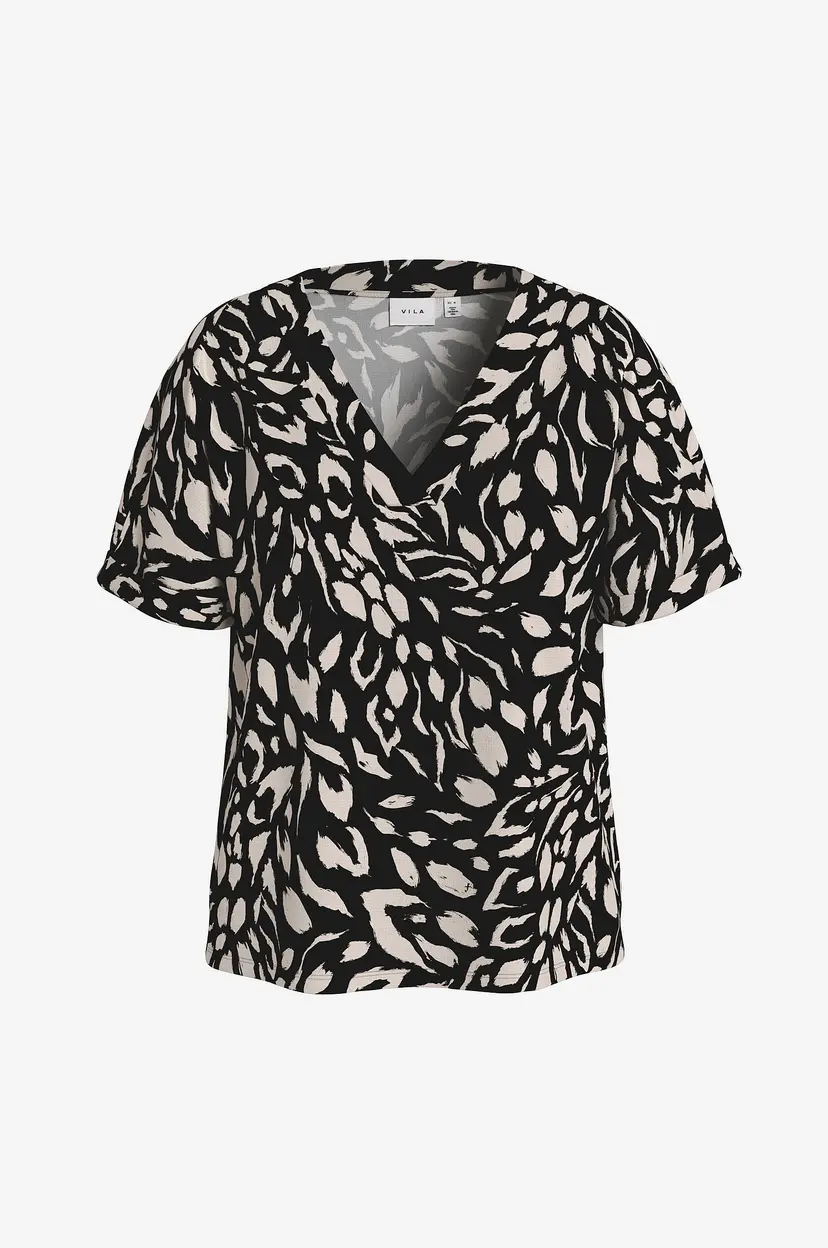 Vila Topp viLaya Bea V-neck S/S Top - Svart