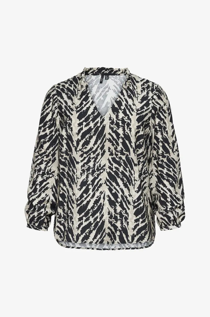 Vero Moda Curve Bluse vmcLucy L/S V-neck - Svart