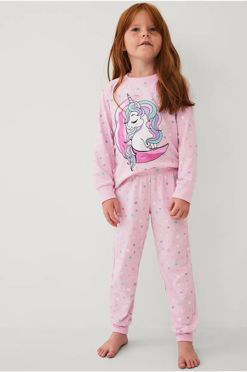 Ellos Collection Pysjsett i bomullsjersey - Rosa
