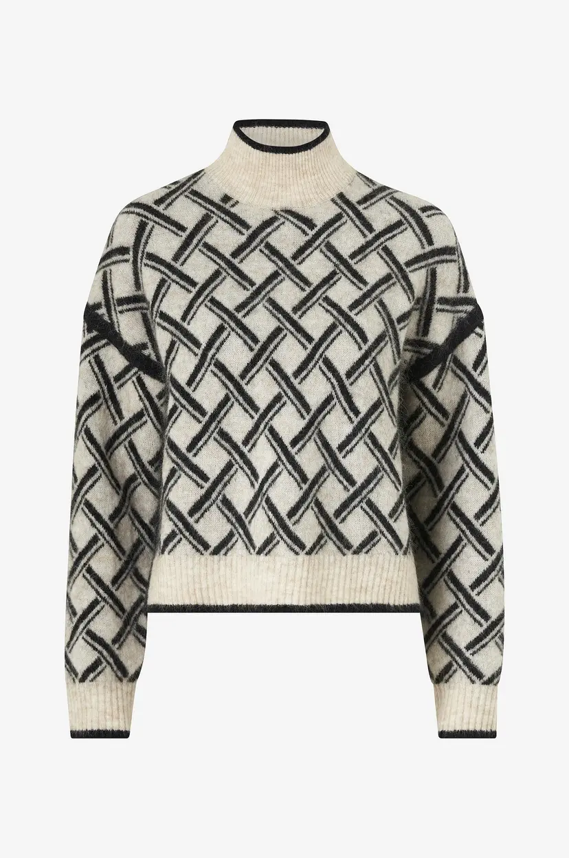 Second Female Genser Kaja Knit T-neck - Natur