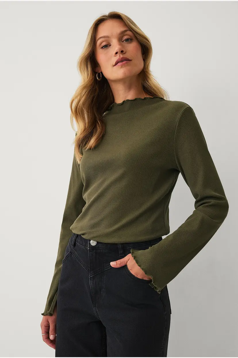 Ellos Collection Ribbet topp - Grønn