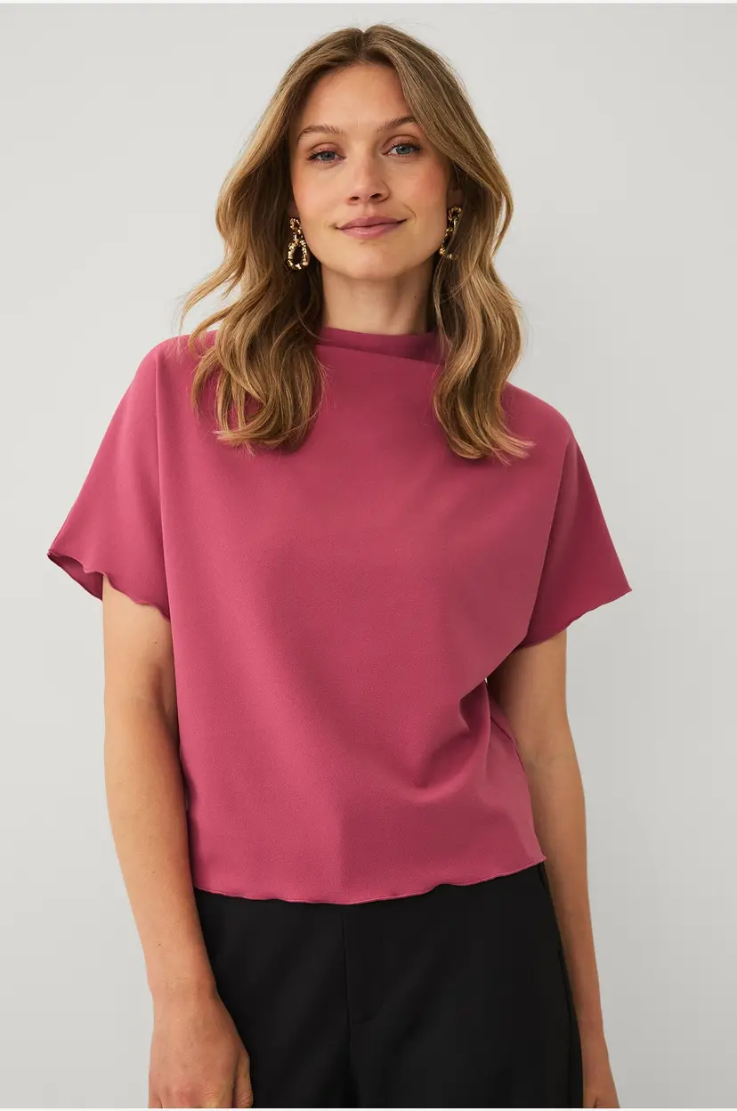 Ellos Collection Topp med høy krage - Rosa