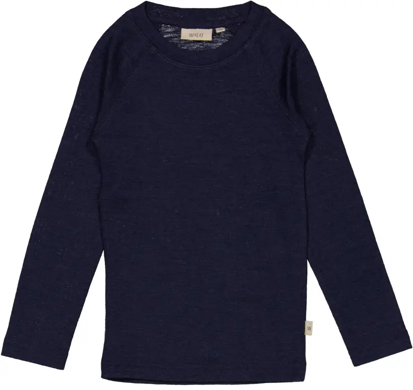 Wheat Wheat Ull T-Shirt Ls Navy (128 / 8 år)