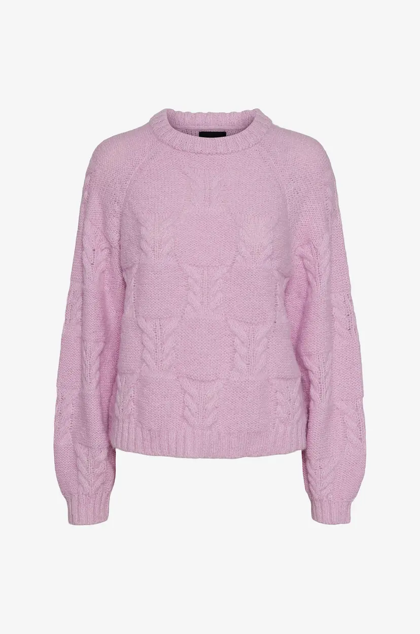 Pieces Genser pcNeo LS Oneck Knit BC - Rosa