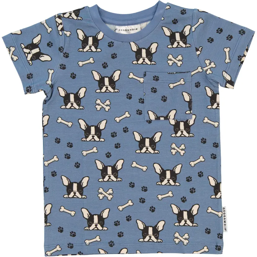 Geggamoja T-shirt Bambu Bulldog Blå - 146/152
