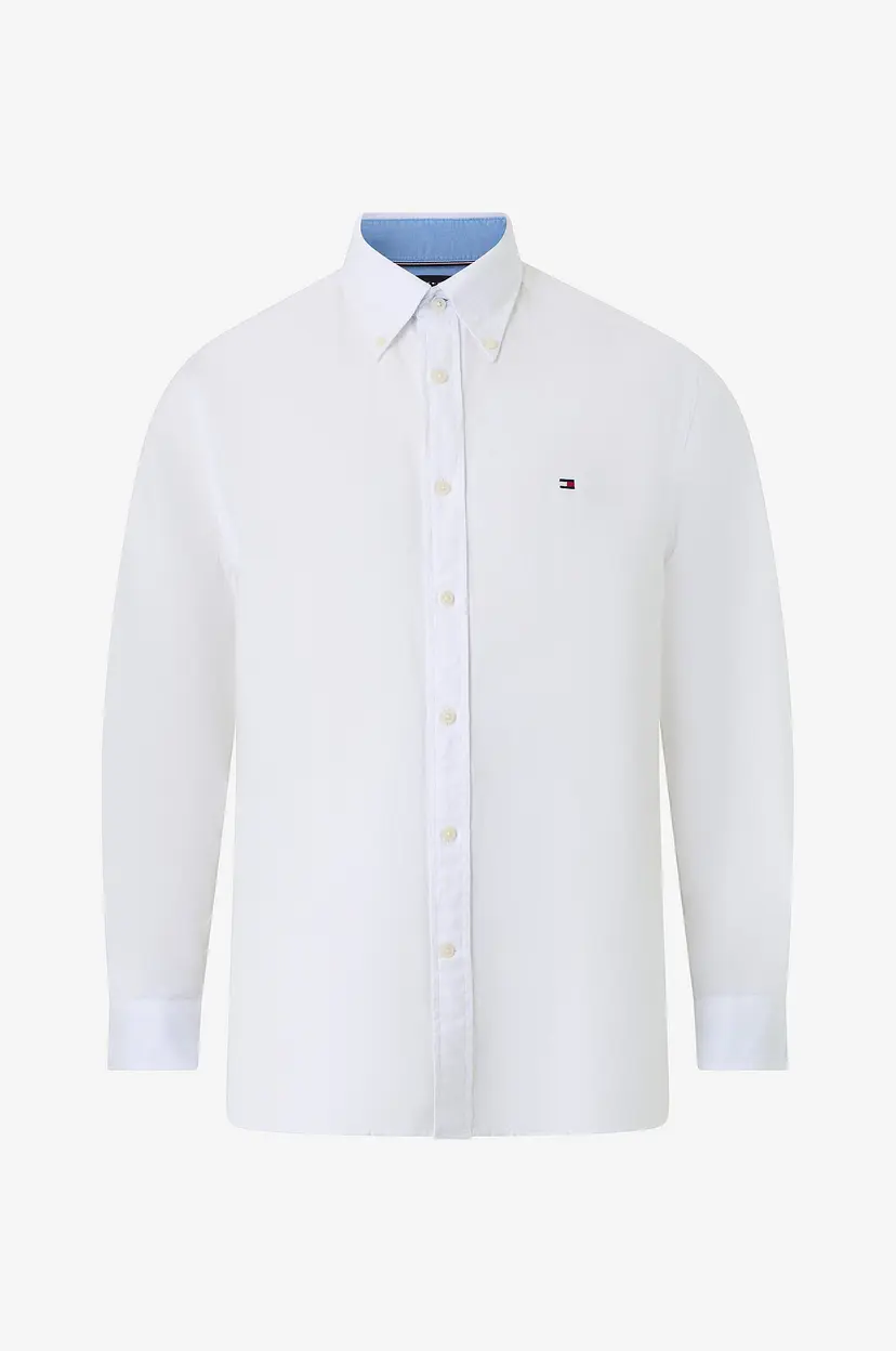 Tommy Hilfiger Skjorte Linen Blend Solid Btd RF Sht - Hvit