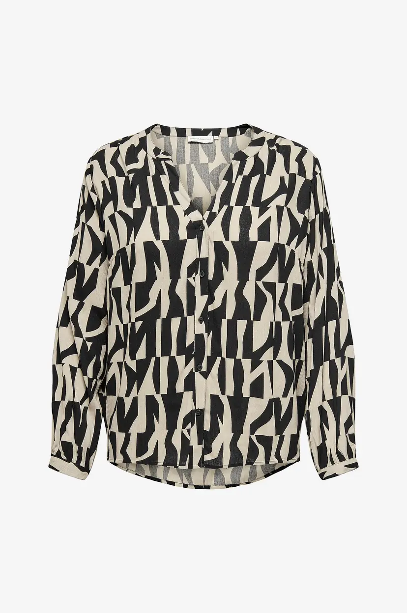 Only Carmakoma Bluse carDiona Anita Life L/S V-neck Shirt - Svart