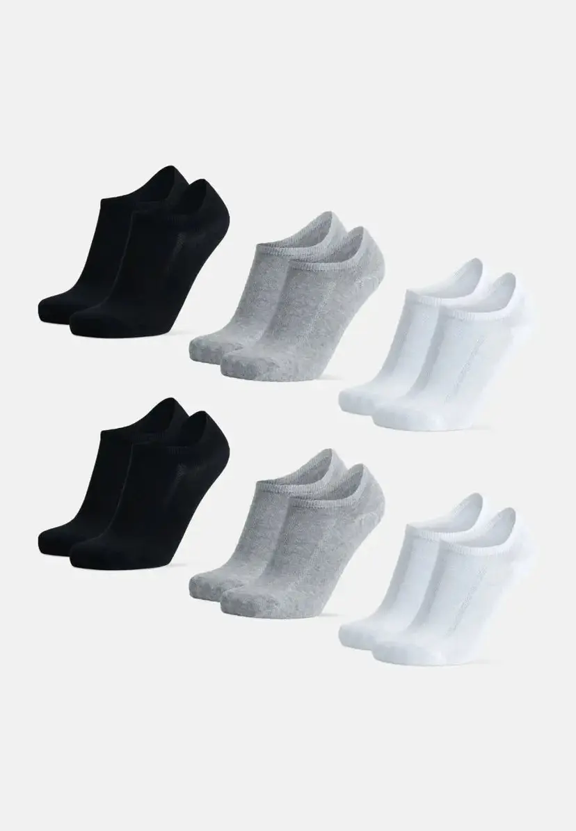 DANISH ENDURANCE DANISH ENDURANCE COTTON NO-SHOW STRØMPER, Sort | Grå | Hvid, 35-38