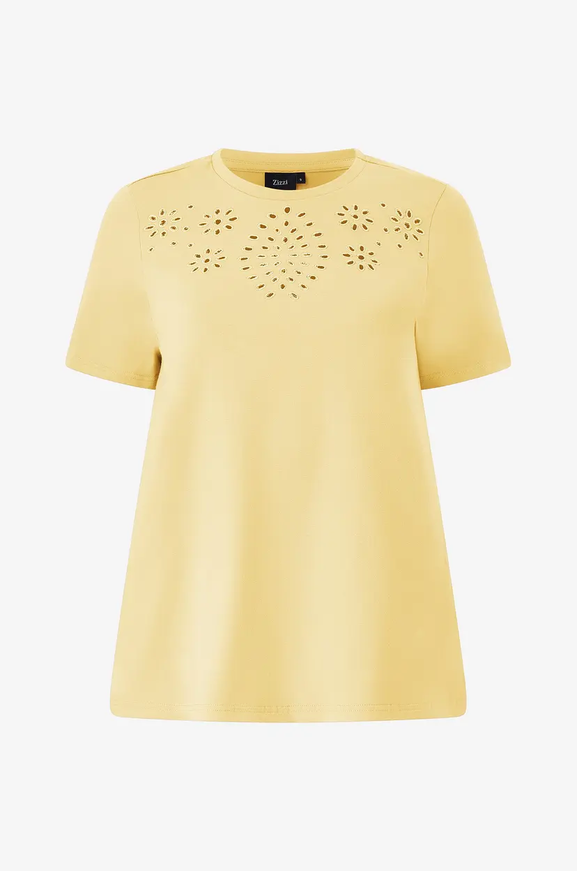 Zizzi Topp Mmeghan, S/S, Straight Tee - Gul