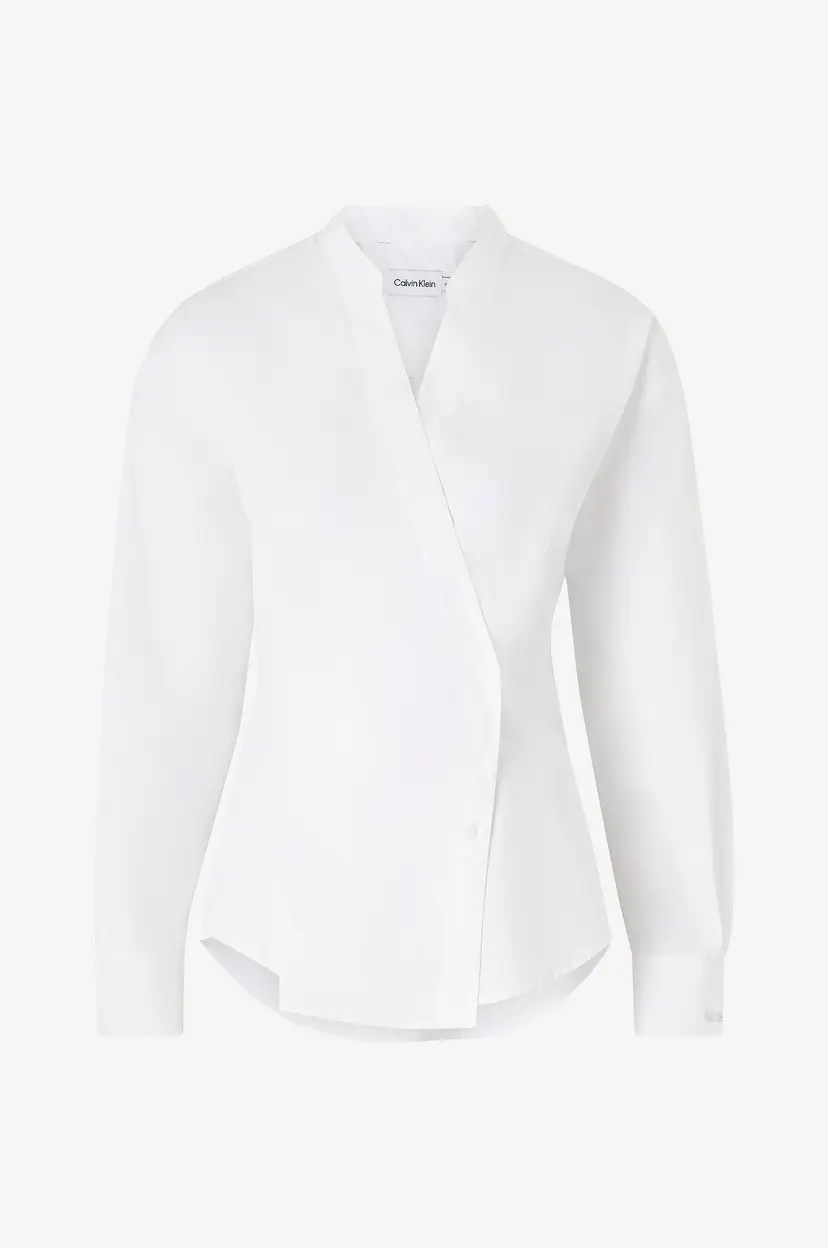 Calvin Klein Skjorte Cotton Wrap Shirt - Hvit