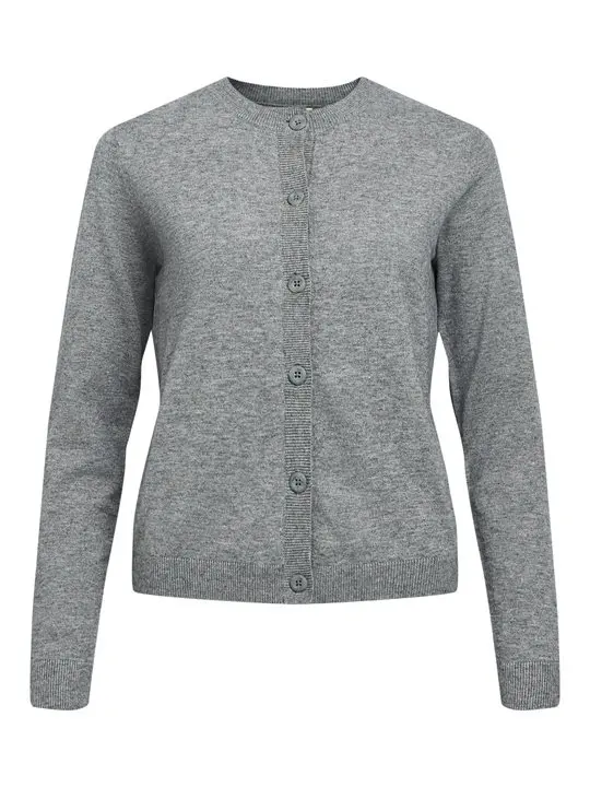 Object Object - Thess Ls Short Cardigan - Medium Grey Melange