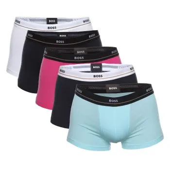 BOSS BOSS 5P Jersey Quality Cotton Mix Solid Cotton Trunks Hvit/Blå bomull Large Herre