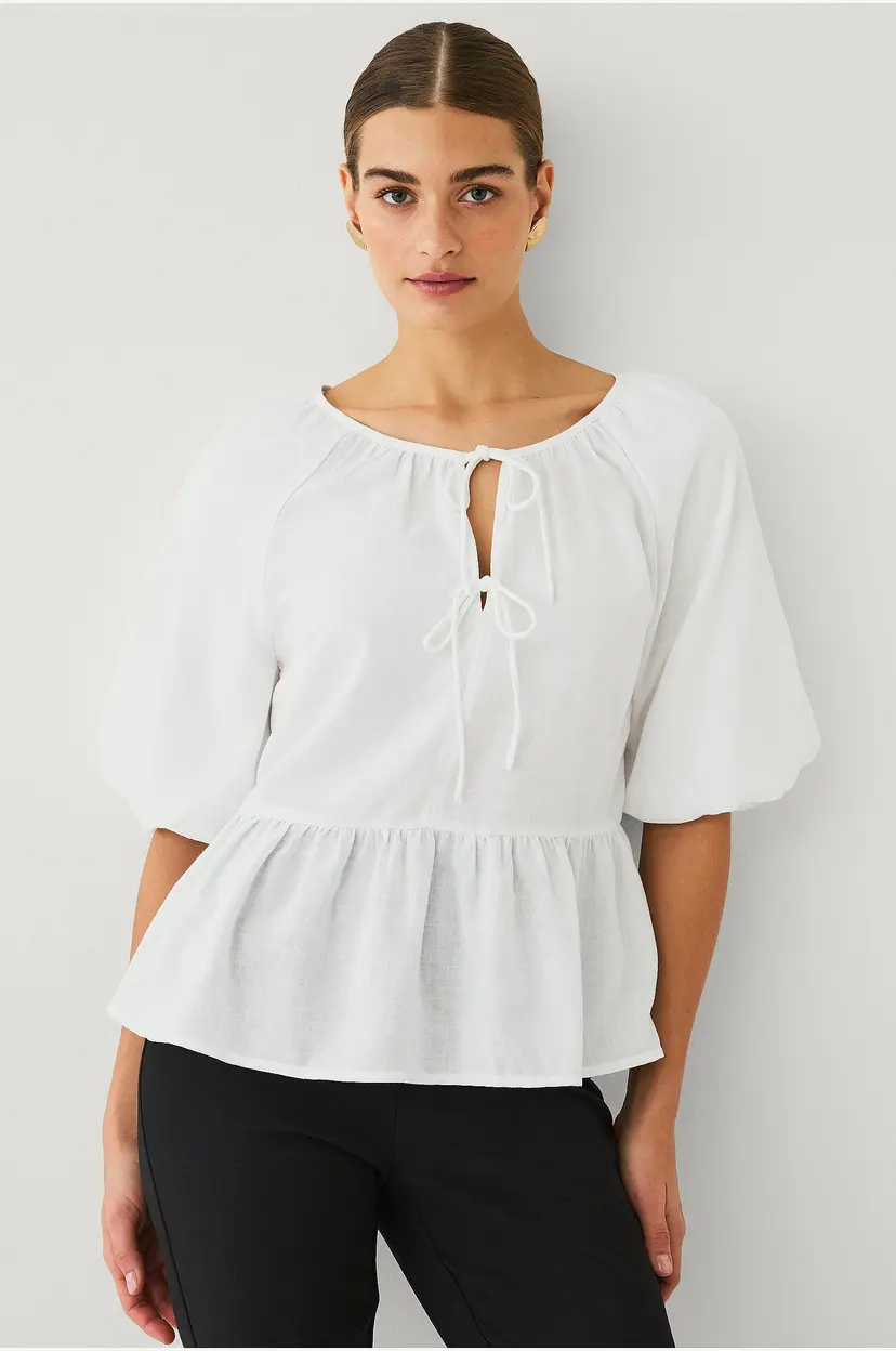 Ellos Collection Bluse med puffermermer - Hvit
