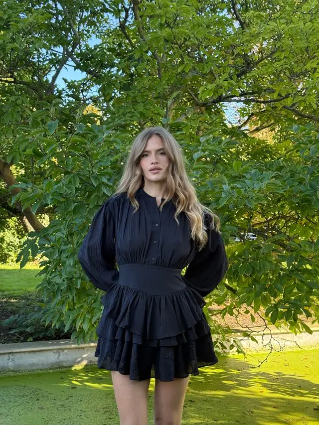 Kayani Alaya Mini Ruffle Dress - Onyx