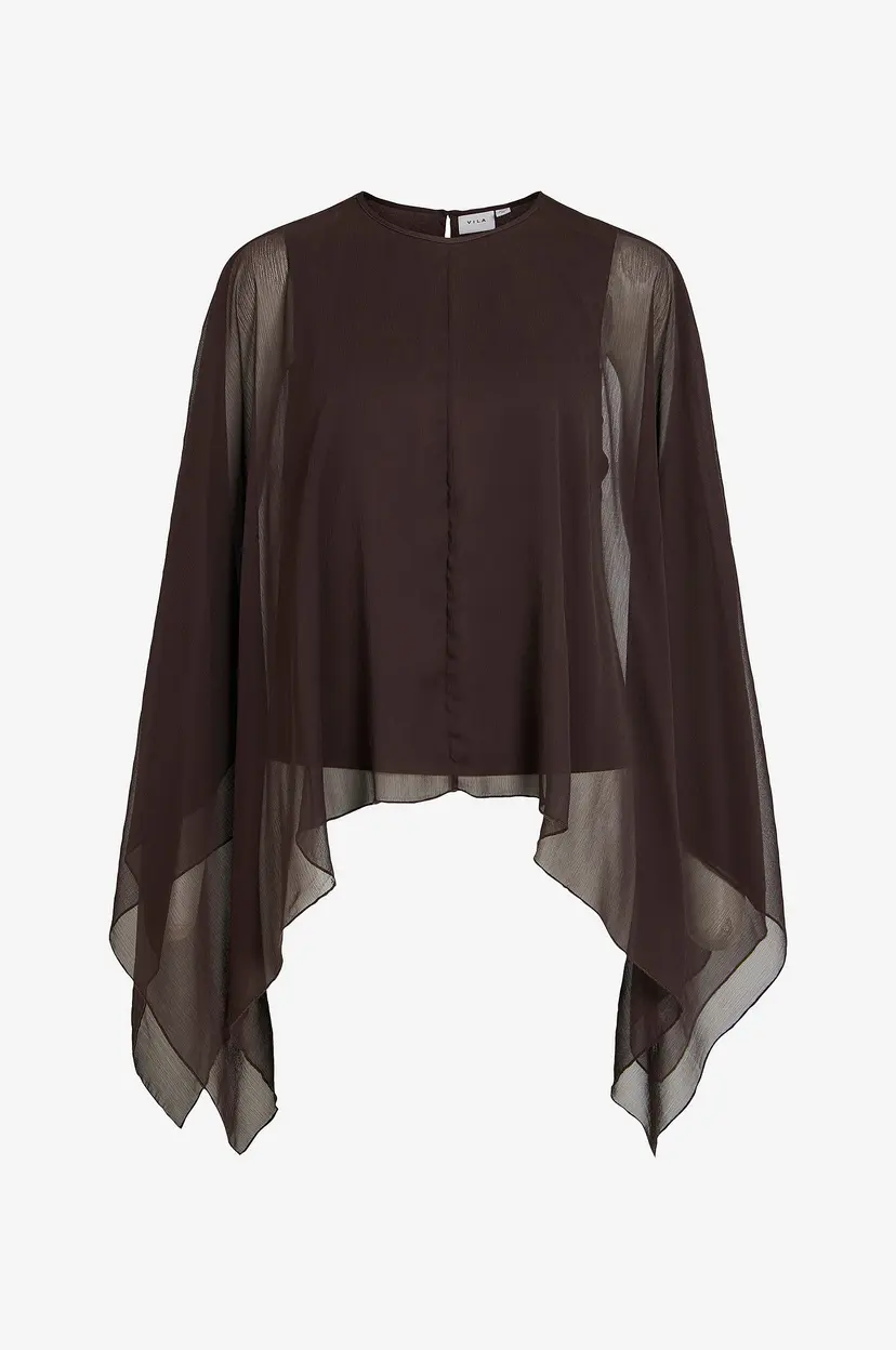 Vila Bluse Vifalia Uneven Cape O-Neck Top/Ka - Brun
