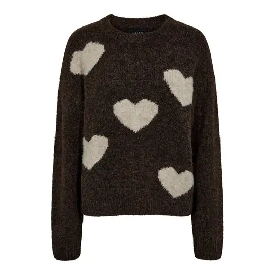 Liberté essentiel Liberté - Fro Heart Pullover - Chocolate Ivory Heart