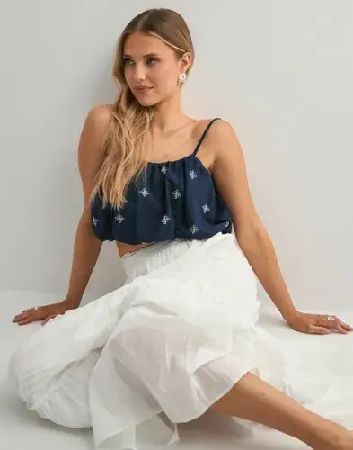 ONLY Only - Blå - Onllou Life Emb Baloon Top Ptm