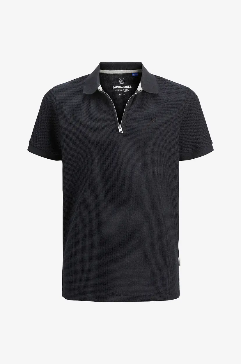 Jack & Jones Junior T-skjorte jprccJohnny Half Zip SS Polo Jnr - Svart