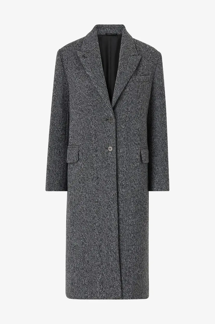 Calvin Klein Kåpe Herringbone Single Breasted Coat - Grå