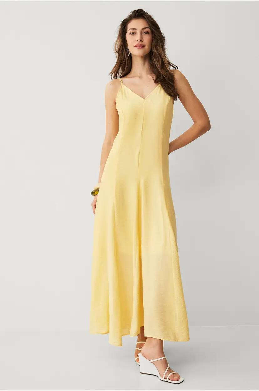 Selected Women Maxikjole slfJosella Tiered Ankle Strap Dress - Gul