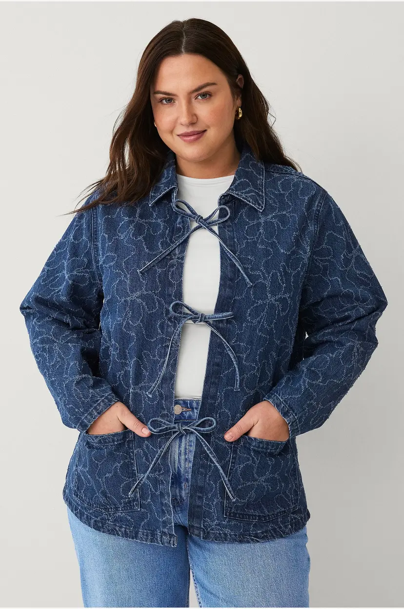 Zizzi Denim jakke caTami L/S Indoor Jacket - Blå