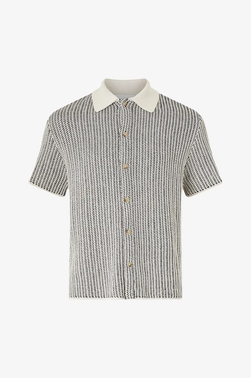 Les Deux Skjorte Easton Knitted SS Shirt - Hvit