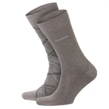 BOSS BOSS Strømper 2P Check Cotton Sock Grå Str 39/42