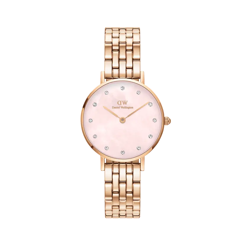 Daniel Wellington Rose Gold 28mm Watch Petite Lumine 5-link Melrose Pink Mop | DW
