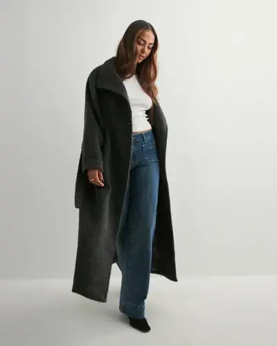 Nelly Nelly - Grå - High Collar Belted Coat