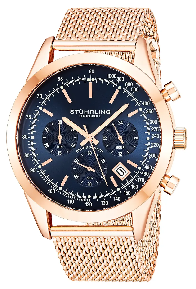 Stührling Original Stührling Original Herreklokke 3975.8 Blå/Rose-gulltonet stål Ø44