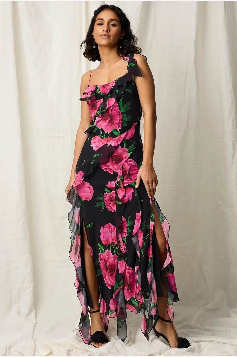 Joelle Maxikjole i chiffon - Rosa