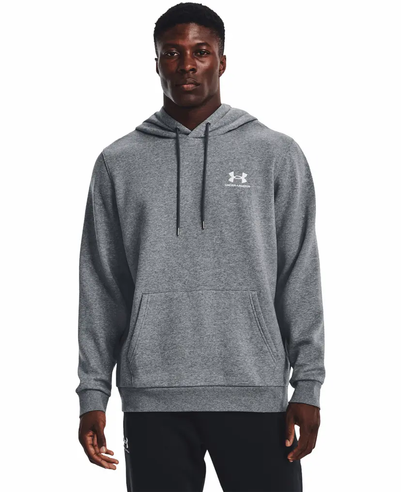 Under Armour Under Armour Essential Fleece Hoodie Pitch Gray Medium Heather/White