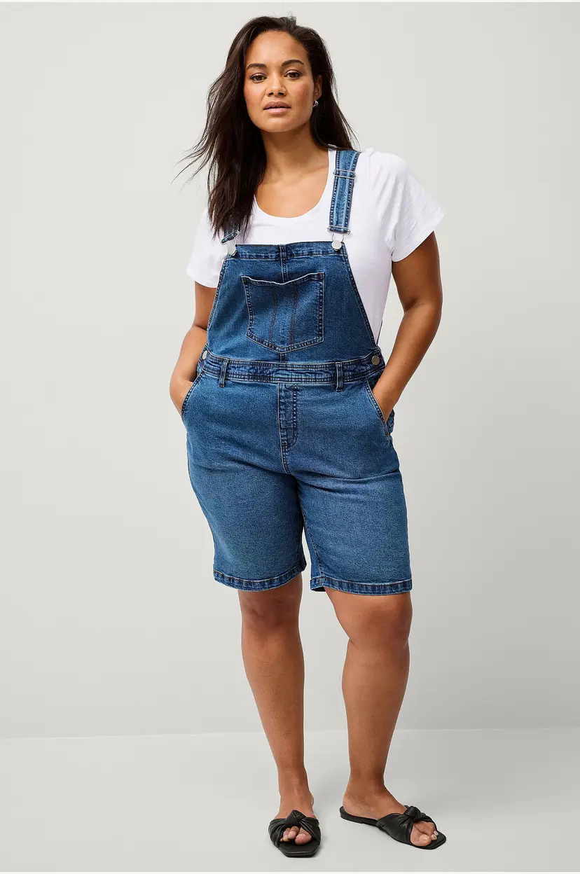 Zizzi Jeans-shorts jEvlia Dungaree Shorts - Blå