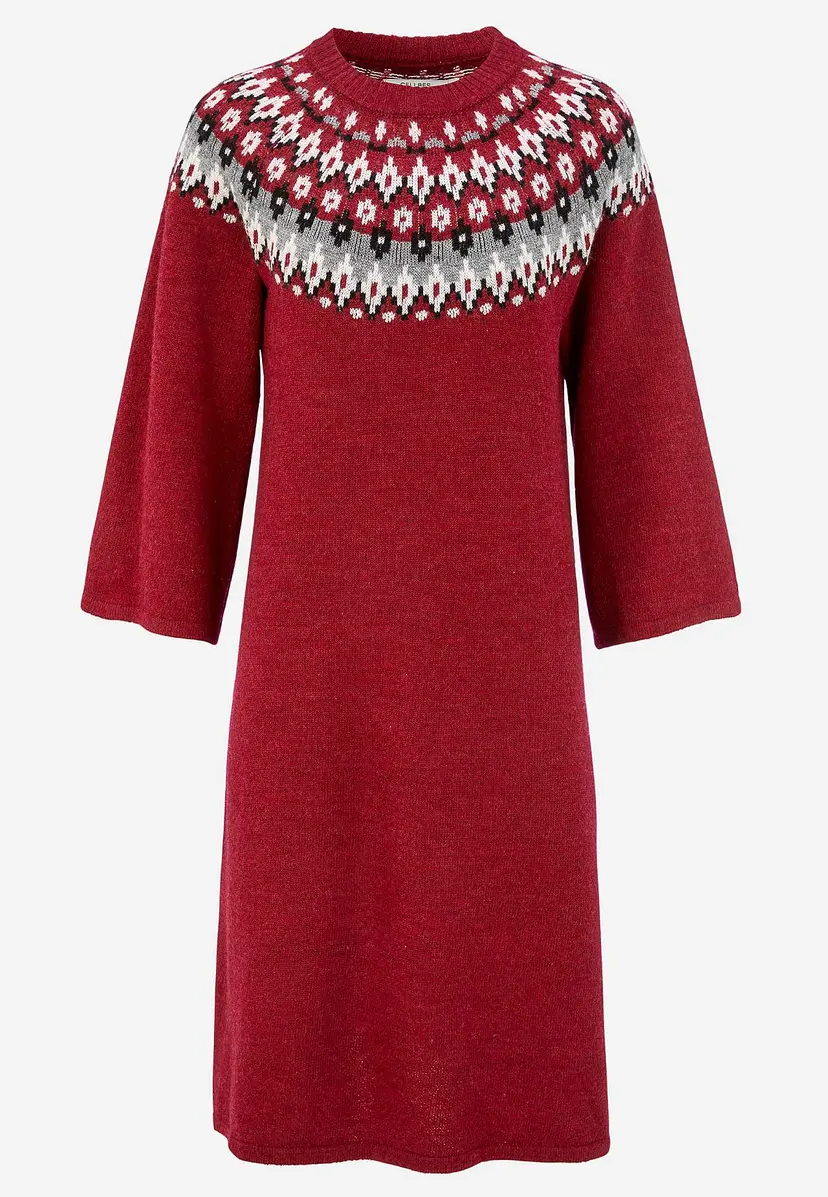 Strikket, jacquard-mønster kjole