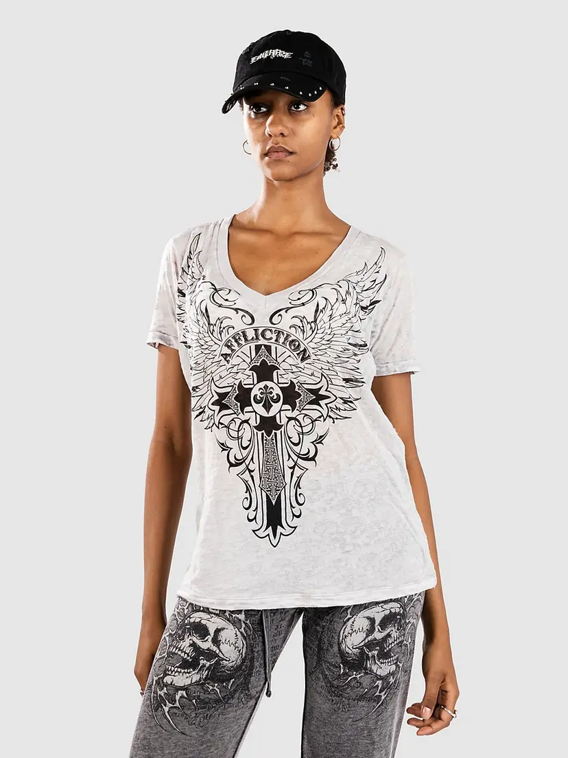 Affliction Affliction Syndic Vneck B/O T-skjorte hvit