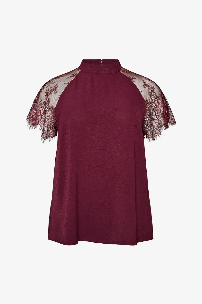 Zizzi Kortermet bluse Mgudrun, S/S, Blouse - Rød