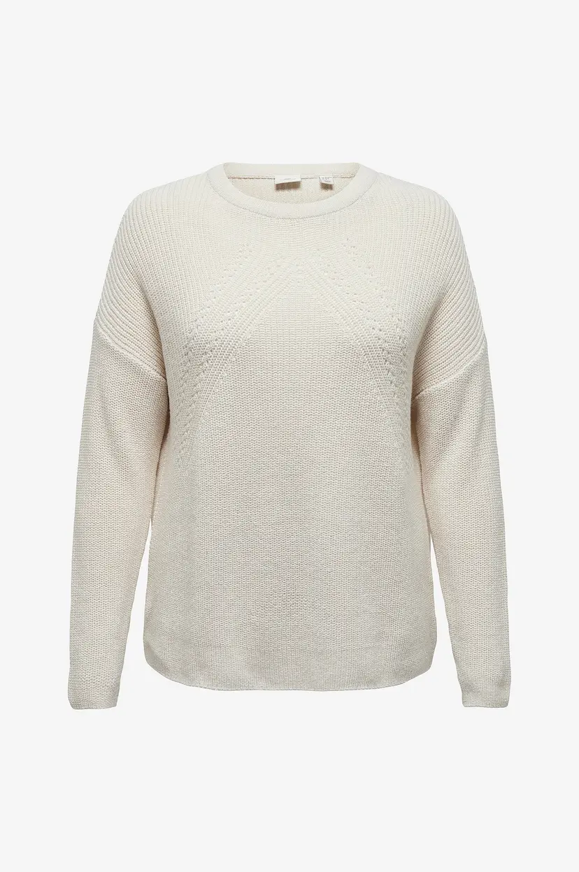 Only Carmakoma Genser carBella Life LS Detail O-neck Knt - Beige