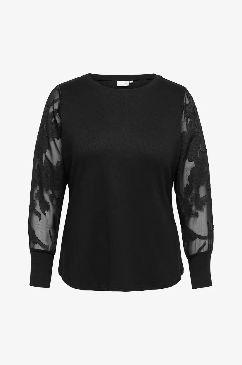 Only Carmakoma Bluse Caramilla L/S O-Neck Mix Blouse Jrs - Svart