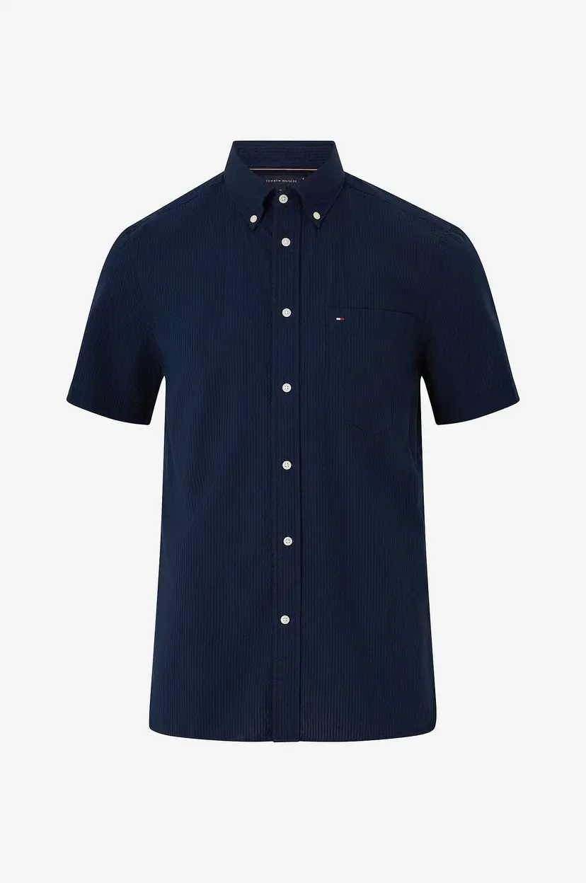 Tommy Hilfiger Skjorte Seersucker Solid SS RF Shirt - Blå