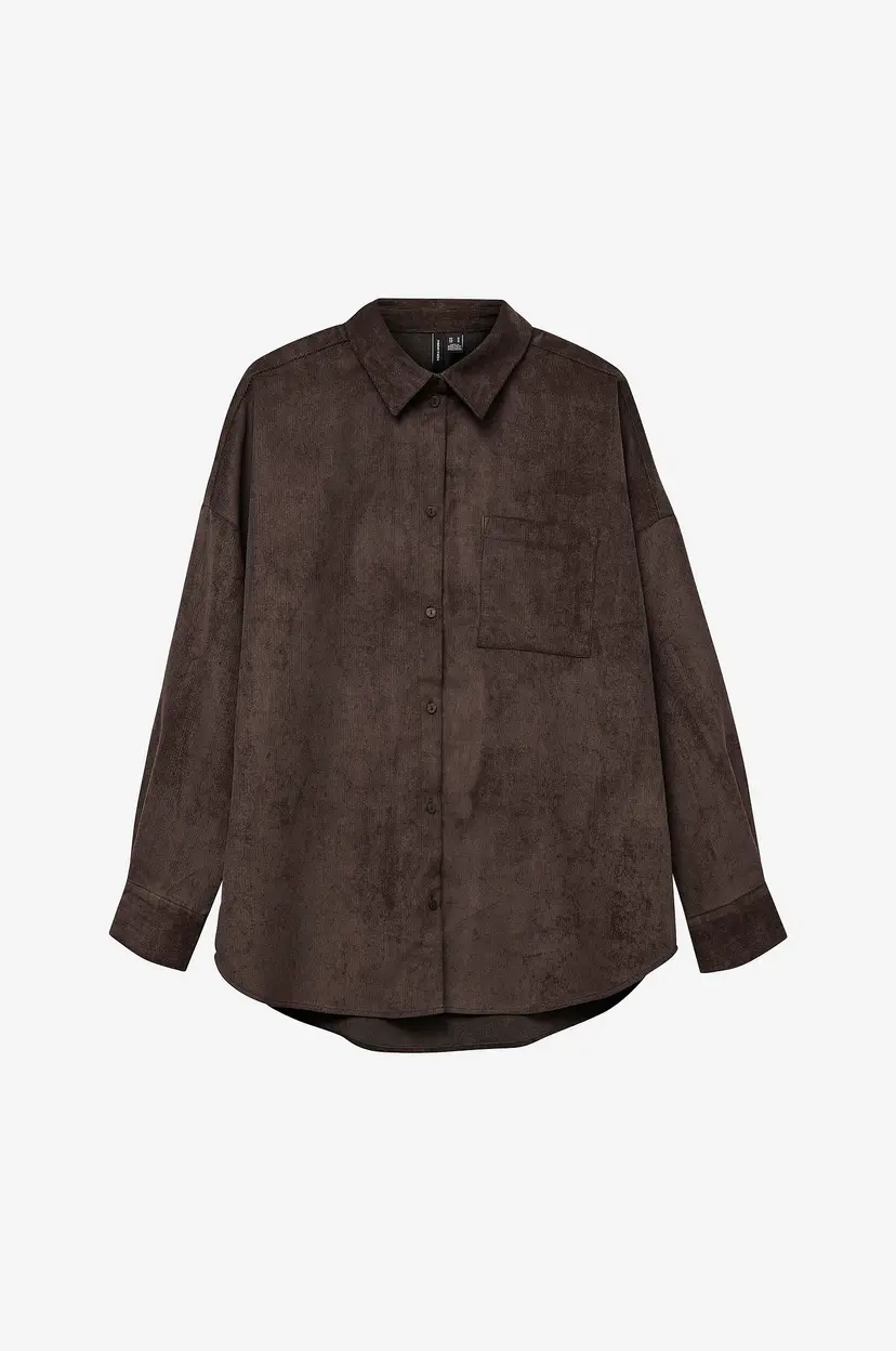 Vero Moda Manchester-skjorte vmSanne Courderoy LS Shirt Wvn GA N - Brun