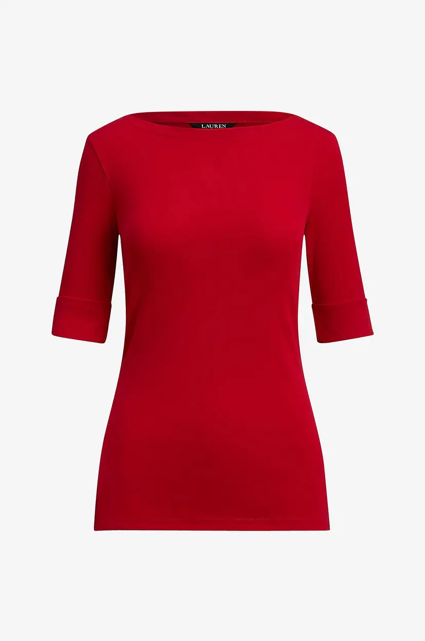 Lauren Ralph Lauren Topp Judy Elbow Sleeve Knit - Rød
