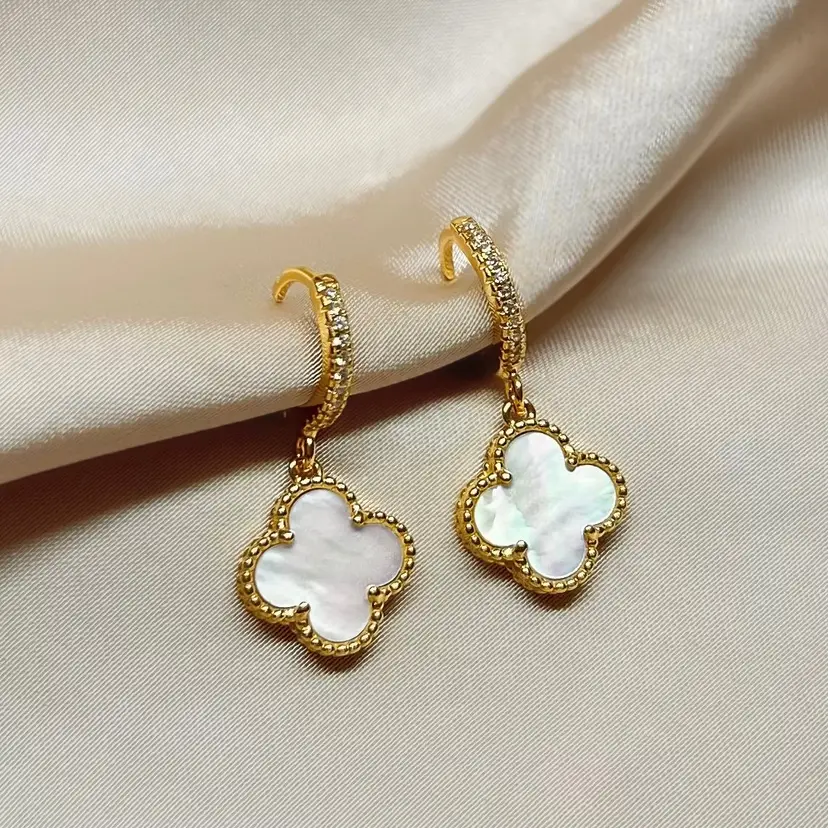 Aiyanna Haily Four Leaf Earring White