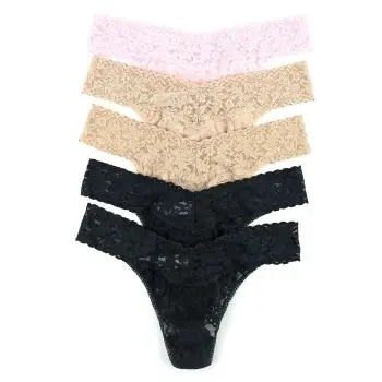 Hanky Panky Hanky Panky Truser 5P Signature Lace Original Rise Thongs Svart/Rosa nylon One Size Dame