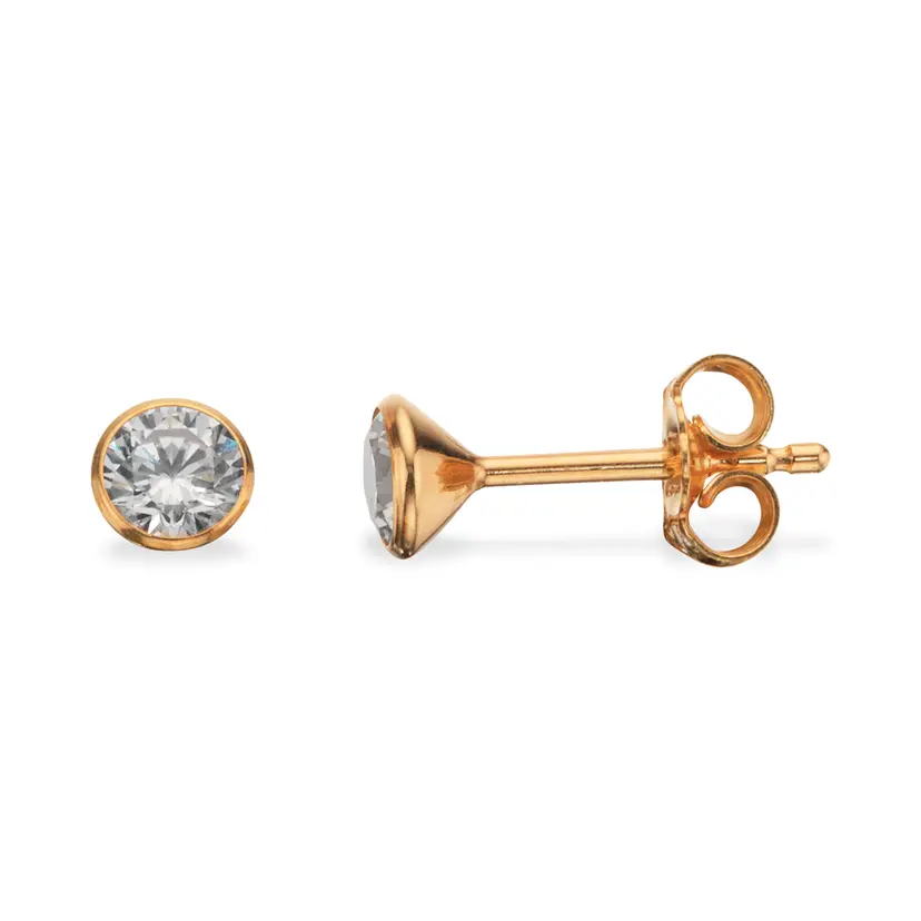 Scrouples Scrouples - Sølv forgyldte øreringe med zirkonia, 4mm - 112052fgs